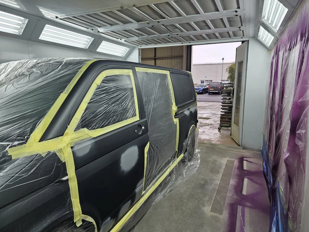 VW Transporter — masked and ready to spray