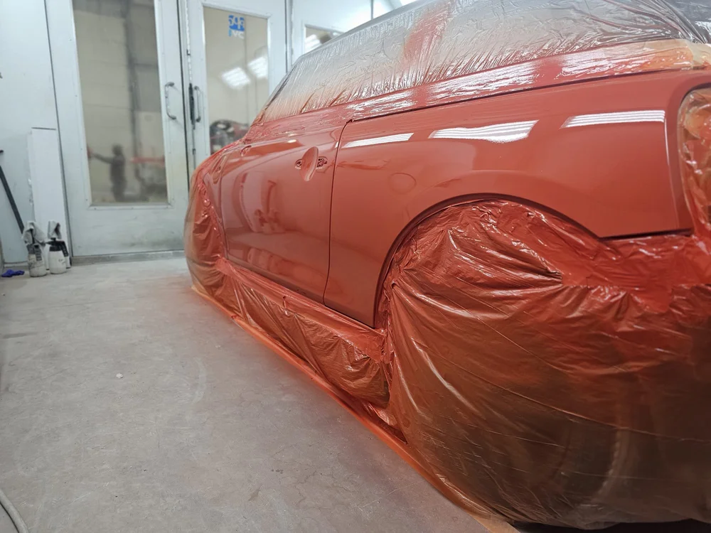 Red respray — Mini, fresh out of the booth