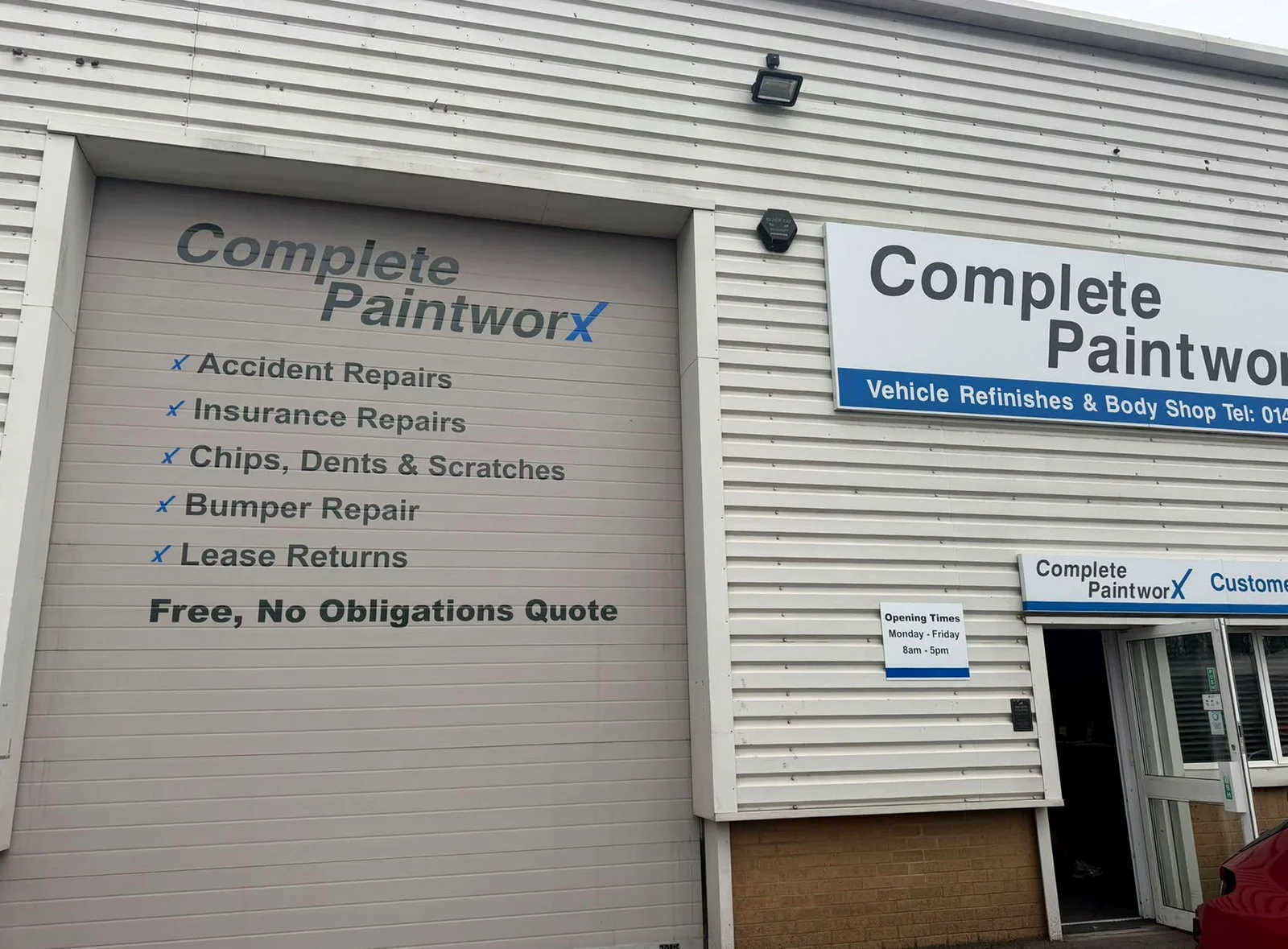 Complete Paintworx workshop and customer reception on Europa Park, Grimsby